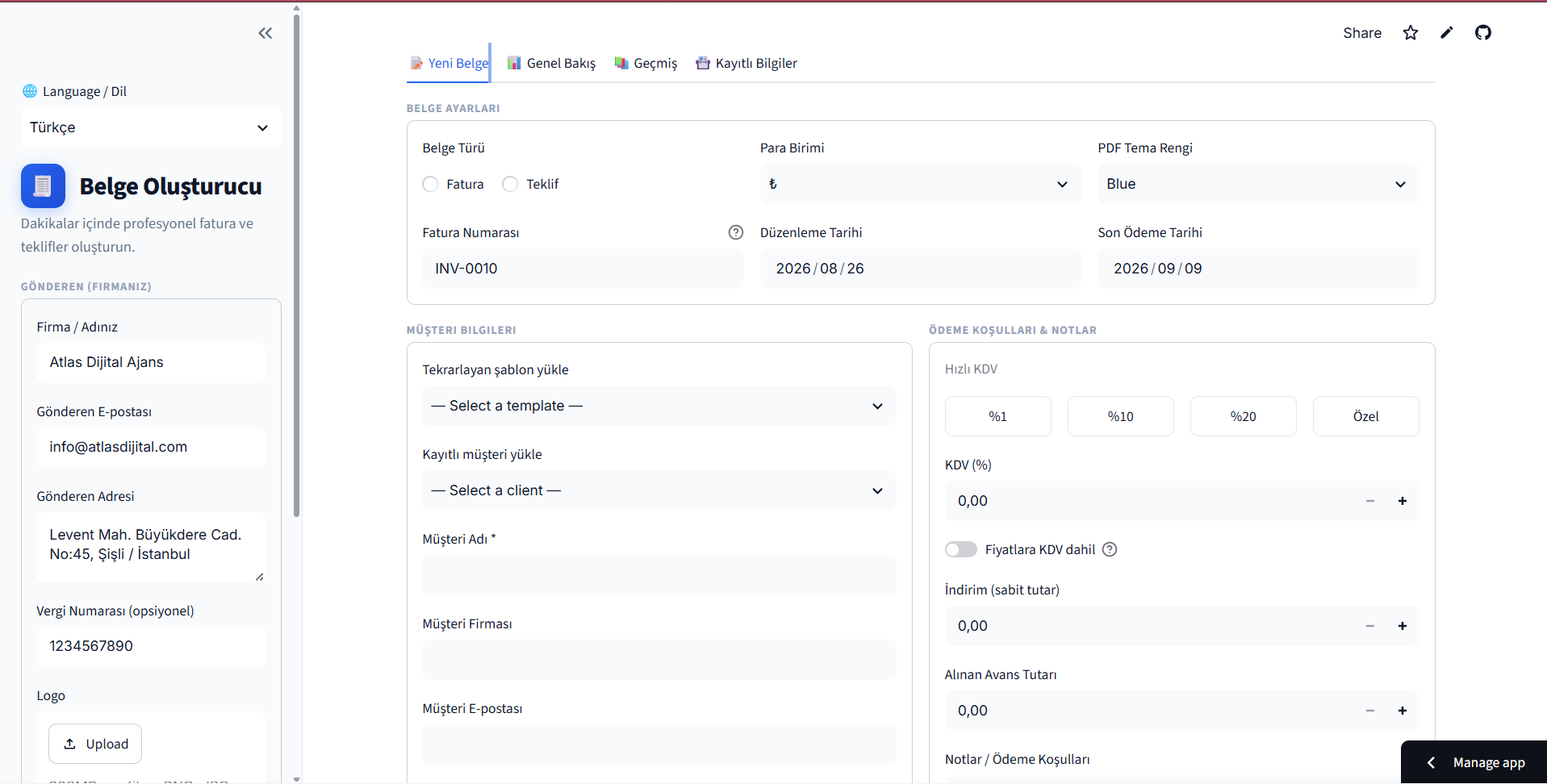 Automated TR/EN Invoice & Proposal System
